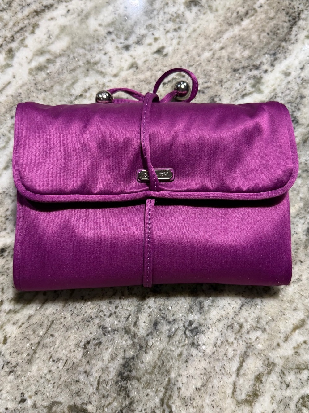 Coach Jewelry Case Satin Fold Over Jewelry Pouch Fuchsia Pink Purple Coach